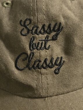 Embroidered 'Sassy but Classy' Olive Baseball Cap